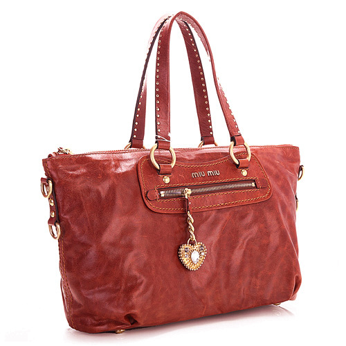 6683 Miu Miu in pelle lucida Tote Bag 6683 Bordeaux